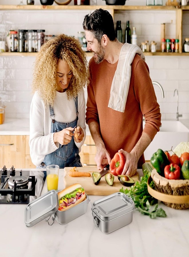 Zelphvt 4 Pcs 304 Stainless Steel Bento Box 550ml/18.6oz Metal Lunch Containers Stainless Steel Food Storage Containers Metal Meal Prep Container with Lockable Clips for Work Picnic Camping, Leak Proof - Image 4